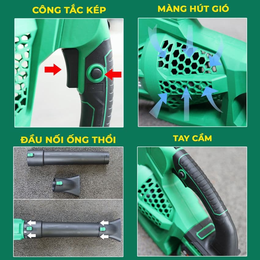 Máy Thổi Bụi / Thổi Lá Dùng Pin Workfix WF-TL680M Công Suất Lớn, Chân pin phổ thông, Bảo hành chính hãng — THIẾT KẾ CAO CẤP TỪNG CHI TIẾT