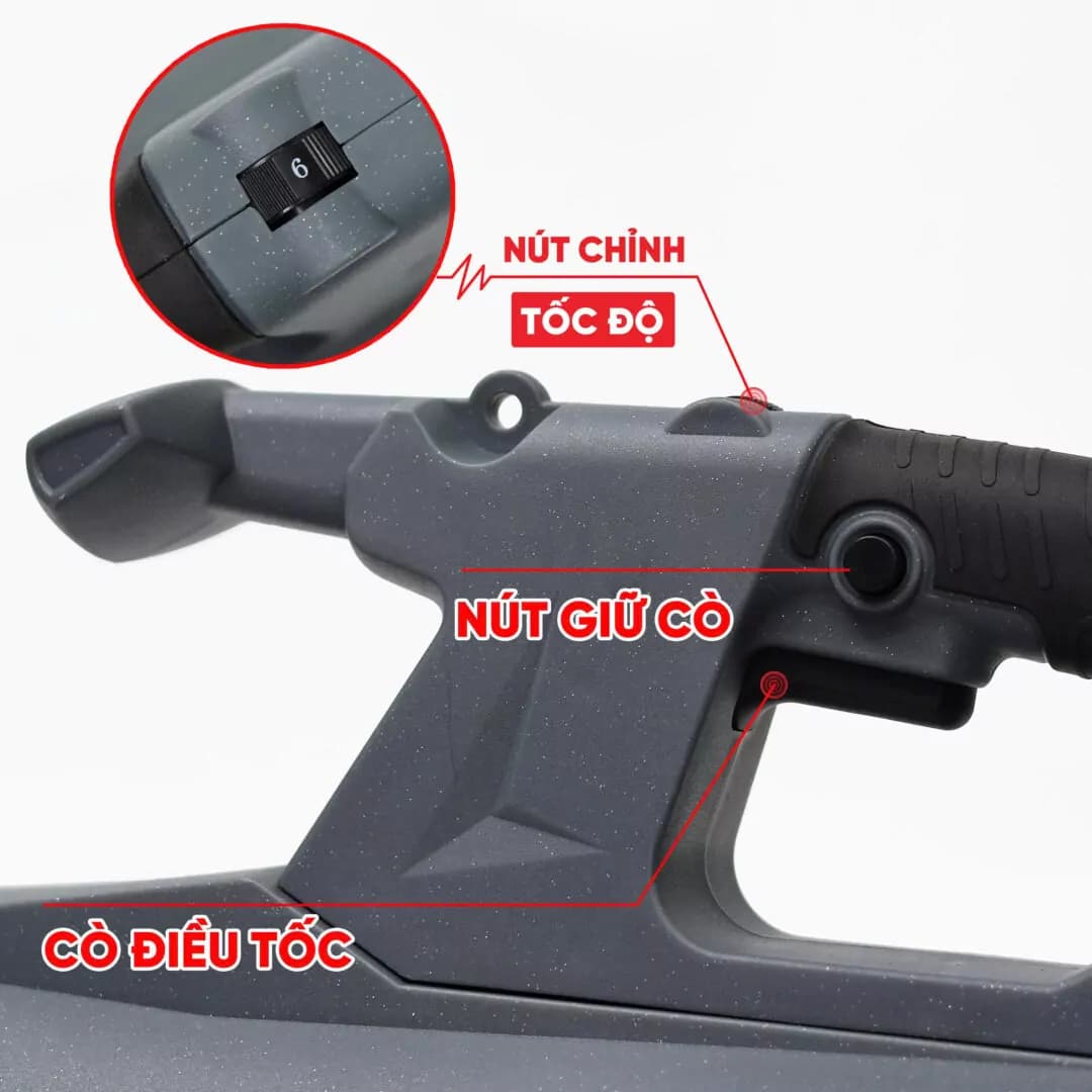 Máy thổi điện WORKFIX WF-ELB3800W - Tặng bộ chổi than cao cấp - Công suất 3800W thổi liên tục — CÒ ĐIỀU TỐC MƯỢT