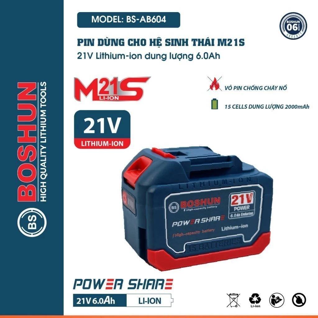 Pin 15 cell Boshun ABS BS-BK06AH, mạch 4 MOSFET có đèn báo pin, dùng máy khoan, máy mài, máy siết bulong, máy rửa xe - image 1