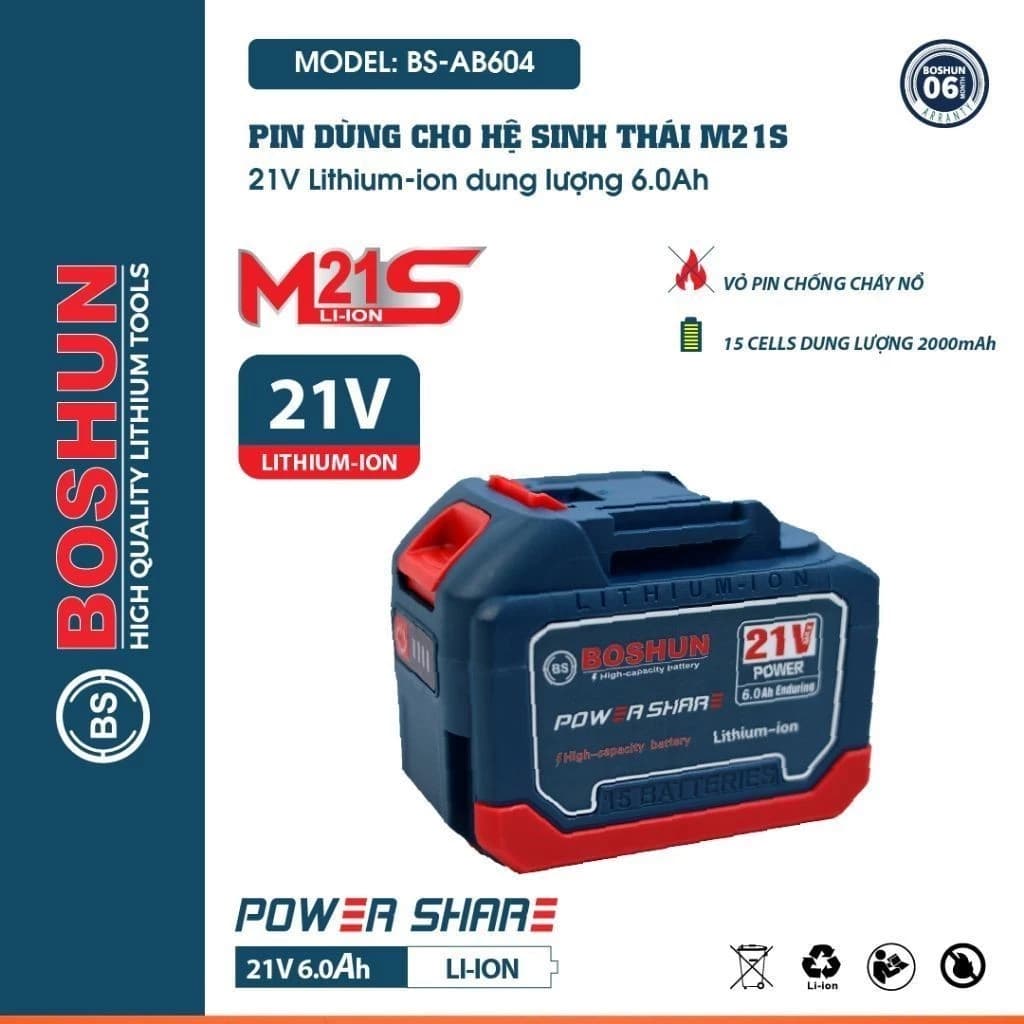 Pin 15 Cell Boshun ABS BS-AB604 - Mạch 4 mosfet có đèn báo pin - Pin máy khoan, máy mài, máy siết bulong, máy rửa xe - image 1