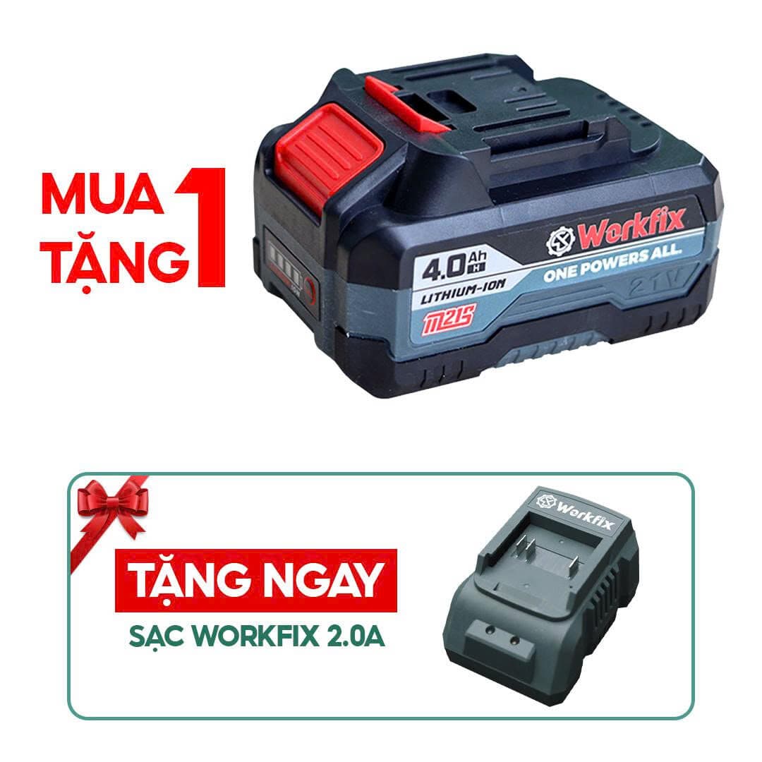 Pin WORKFIX WF-BK4000 10 Cell Mạch 4 mosfed, Tặng sạc 2A, Đèn báo pin, Dòng xả cao