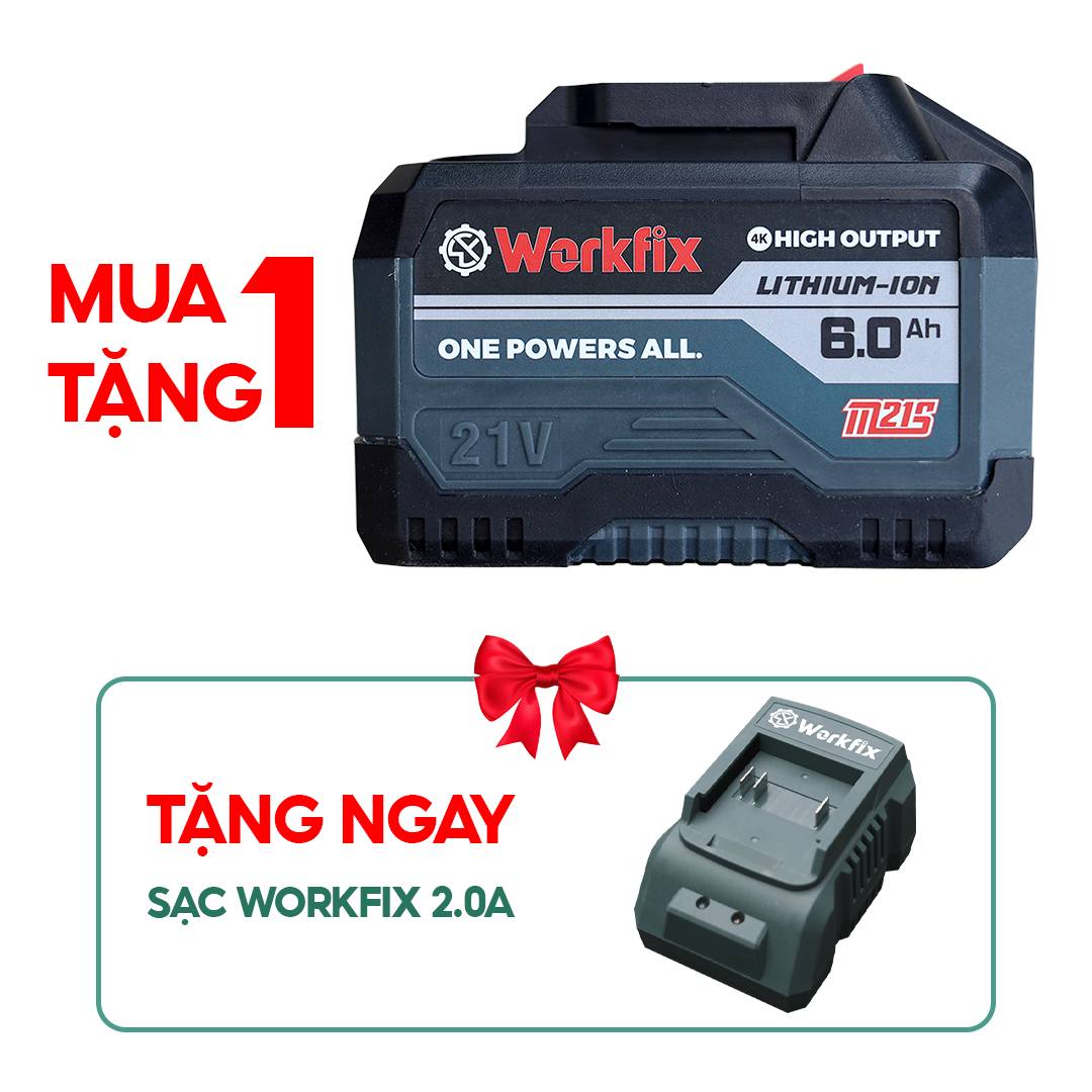 Pin Workfix WF-BK6000 15 cell, tặng sạc 2A, mạch 6 MOSFET, dòng xả cao - image 1