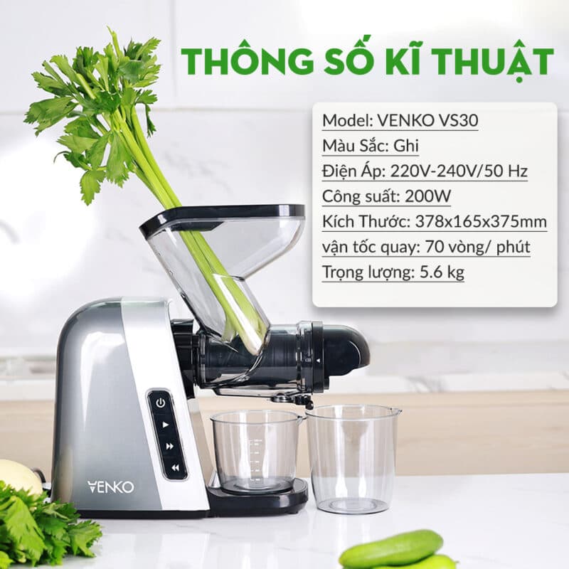 Máy Ép Venko - Máy Ép Chậm Trục Ngang Venko VS30 — Mô tả sản phẩm