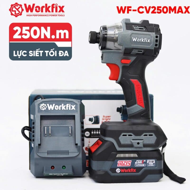Máy Chuyên Vít Workfix WF-SD250MAX, Vặn Vít Cực Khỏe, Cực Nhanh — 2 PIN 21V DUNG LƯỢNG CAO