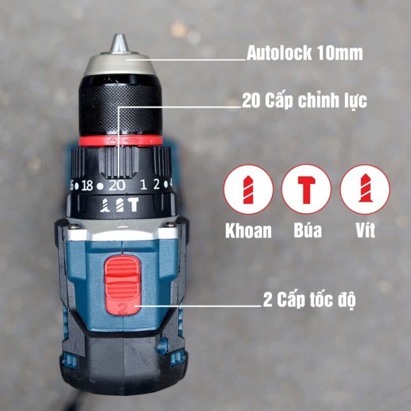 Máy khoan pin Boshun BS-ID135ATC pin 15 Cell, Có Anti-Kick Back, Chuyên khoan bê tông, Khoan tường, sắt, gỗ — TÍNH NĂNG NỔI BẬT