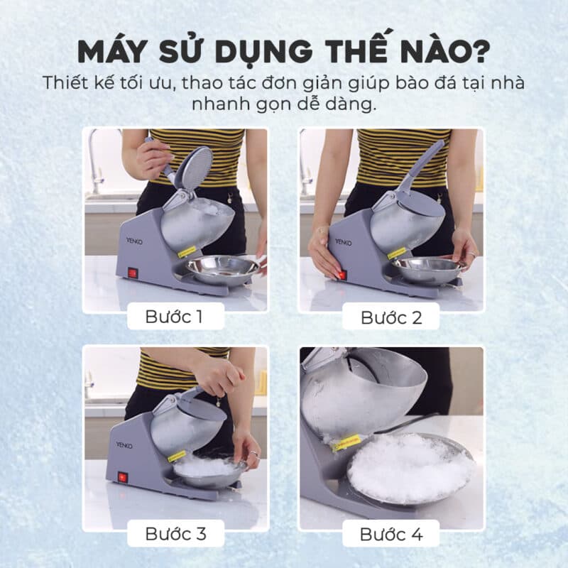Máy Bào Đá Venko VK-IC500 4 Lưỡi - 2 Nắp - Công suất 500W - Bảo hành 6 tháng — CÁCH SỬ DỤNG