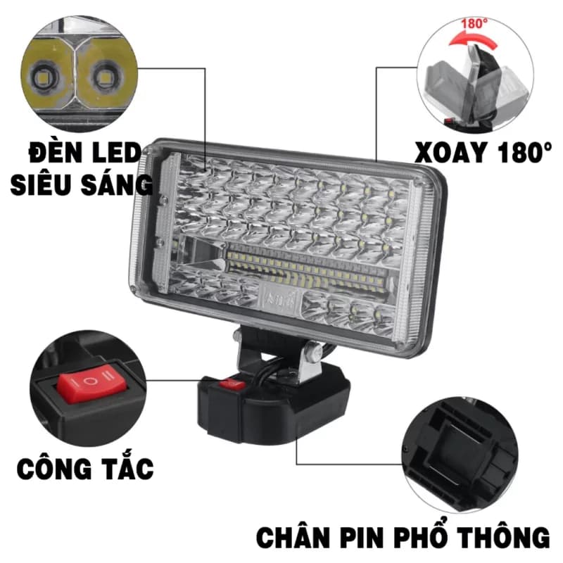 Đèn Led 48 Bóng 72w WORKFIX WF-L48, Dùng Liên Tục 12 Tiếng, Chân Pin Phổ Thống, Lõi đồng 100% — Mô tả sản phẩm