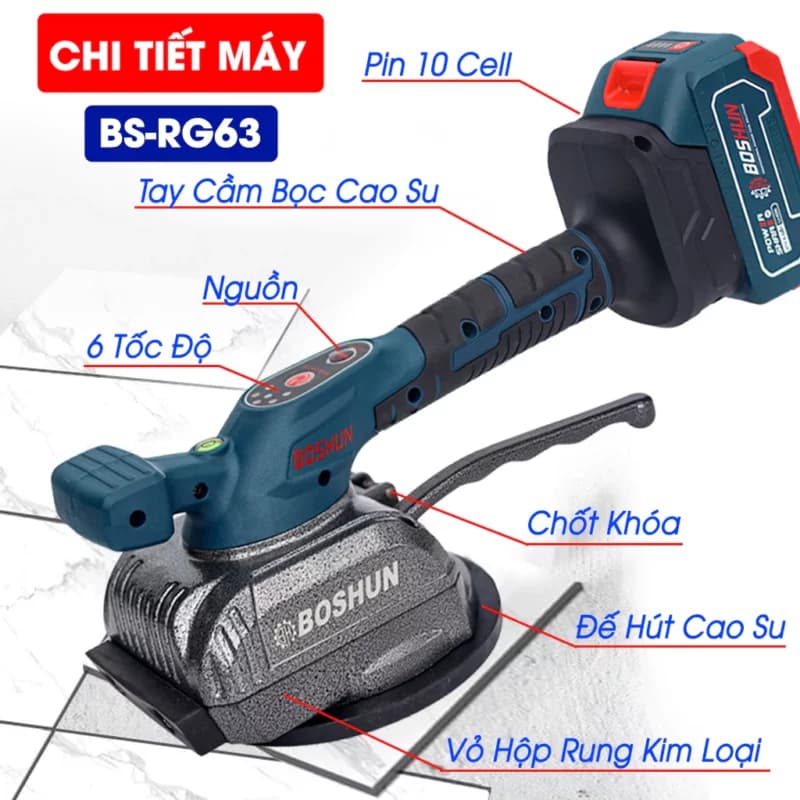 Máy Ốp Lát Gạch Sàn Siêu Khỏe BOSHUN BS-RG63PRO - Máy Lát Gạch Men - Ốp Gạch Tiện Dụng - Chính Hãng Bảo Hành 12TH — THIẾT KẾ THÔNG MINH