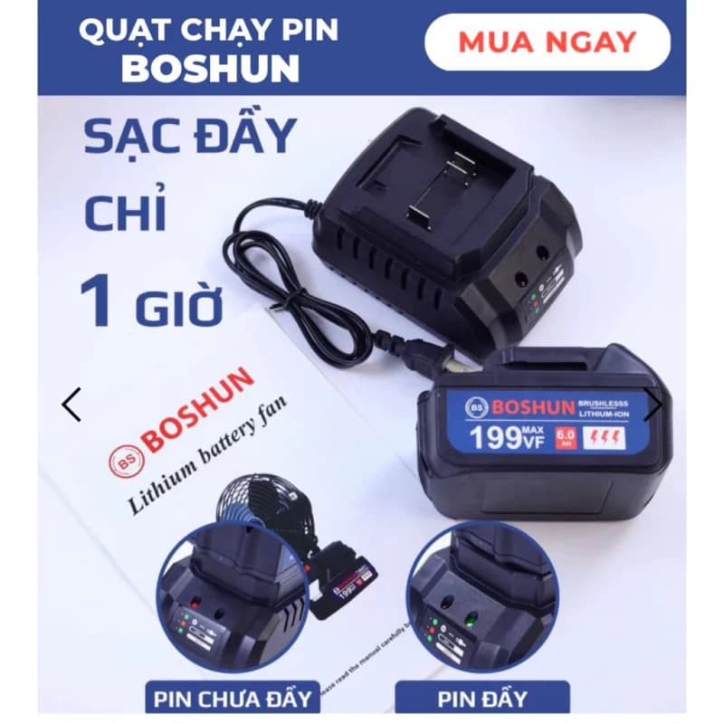 Quạt 8Inch Boshun 2 Tốc Độ, Quay 180°, Sử Dụng Liên Tục 10 Tiếng, Bảo Hành 12 Tháng — ĐỘNG CƠ RUỘT ĐỒNG 100%