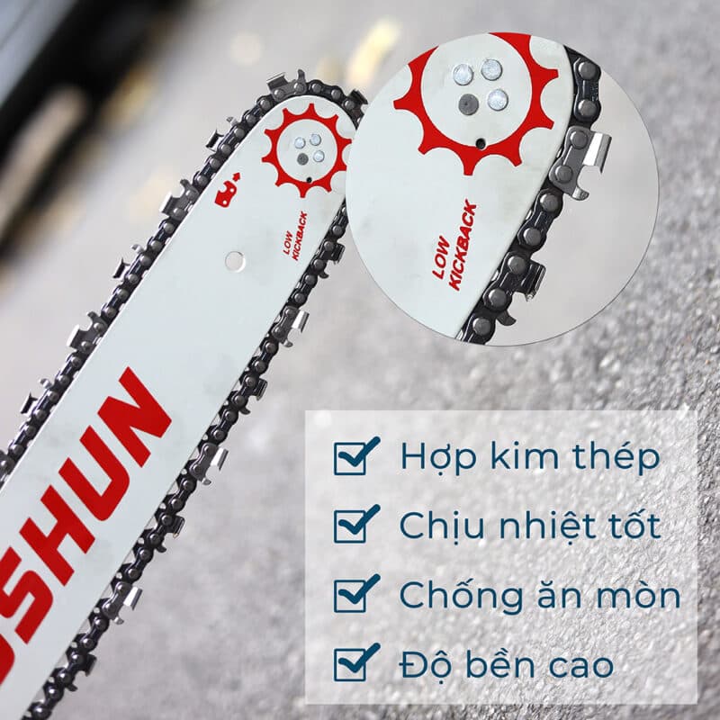 Máy cưa xăng 58CC BOSHUN BS-CX16, Lam xích dài 16INCH, Bơm nhớt tự động - Động cơ xăng 2 thì mạnh mẽ — LAM XÍCH 16 INCH – 50CM