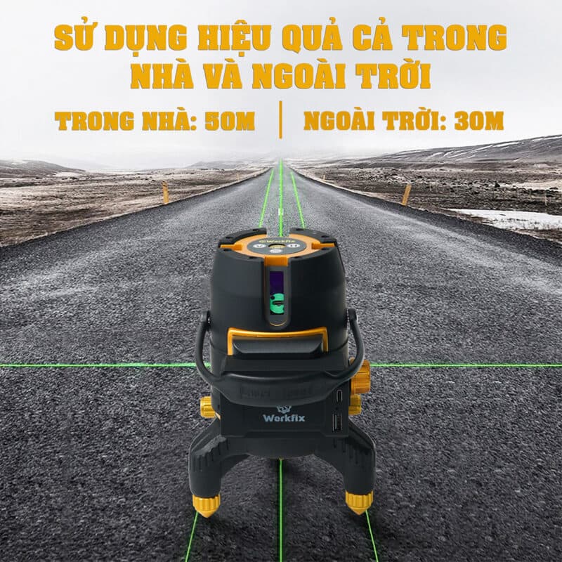 Máy Cân Bằng Laser 5 Tia Xanh, Có điều khiển từ xa, WORKFIX WF-LS0501X — MÁY CÂN BẰNG LASER 5 TIA XANH