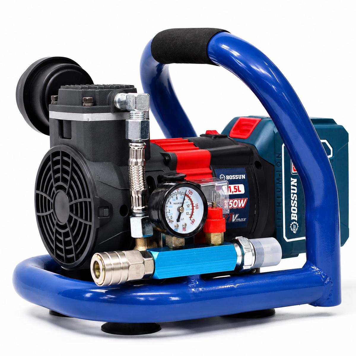 Máy nén khí pin Bossun BS-AC15PRO, dung tích 1,5L, công suất 350W, động cơ không chổi than