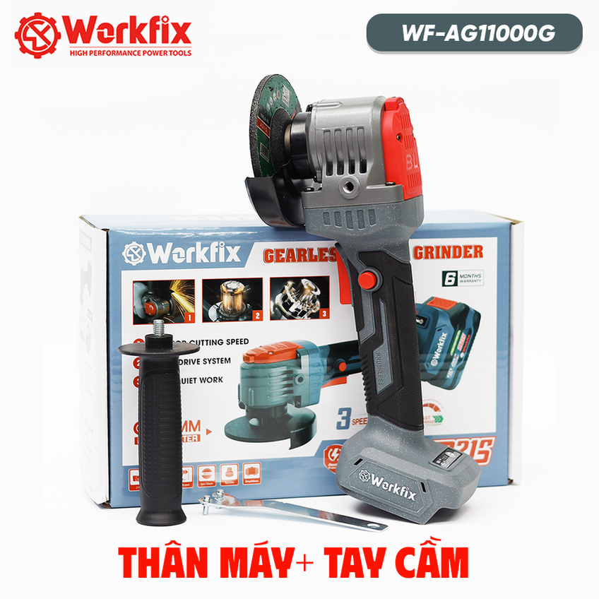 Máy mài góc Workfix WF-AG11000G (Trục M10) - 3 Tốc độ, Chống lật cổ tay