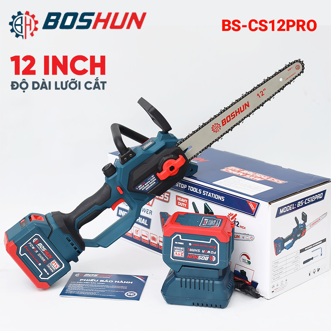 Máy cưa xích pin Boshun BS-CS12PRO (Lam xích 12 inch) - Màn hình LED