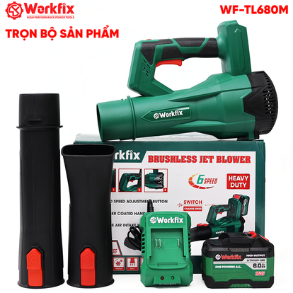 Máy thổi bụi pin, thổi lá Workfix WF-TL680M, 6 cấp độ gió