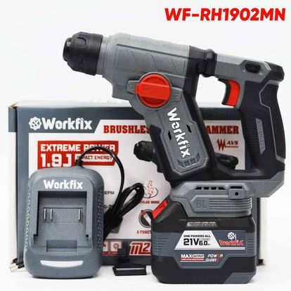 Máy khoan bê tông Workfix WF-RH1902BL, lực đập 1.9J, tạo xung giảm chấn AVS, máy khoan 2 chức năng