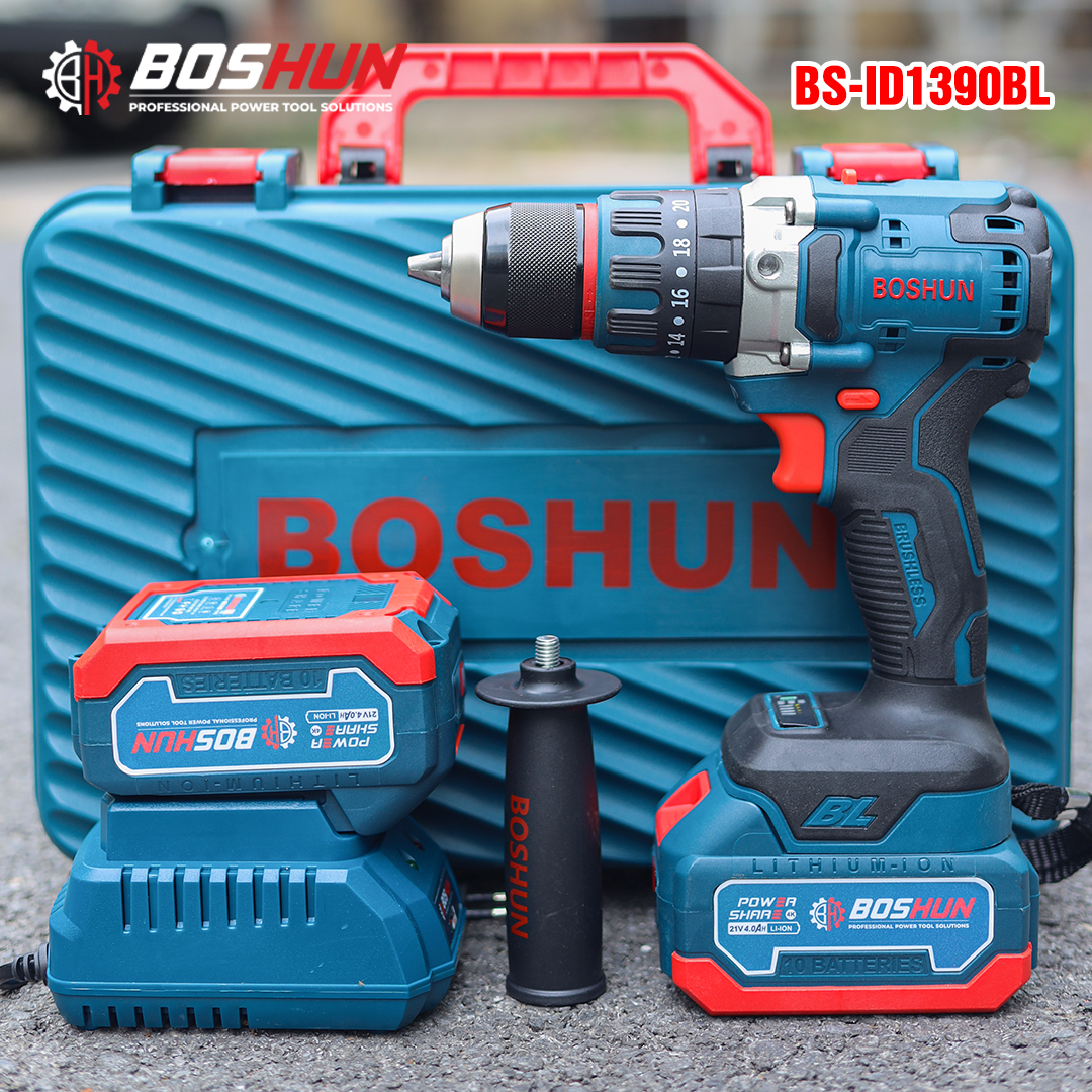 Máy khoan pin Boshun BS-ID1390BL (3 Chức năng) - Đầu kẹp Autolock 13mm - image 1