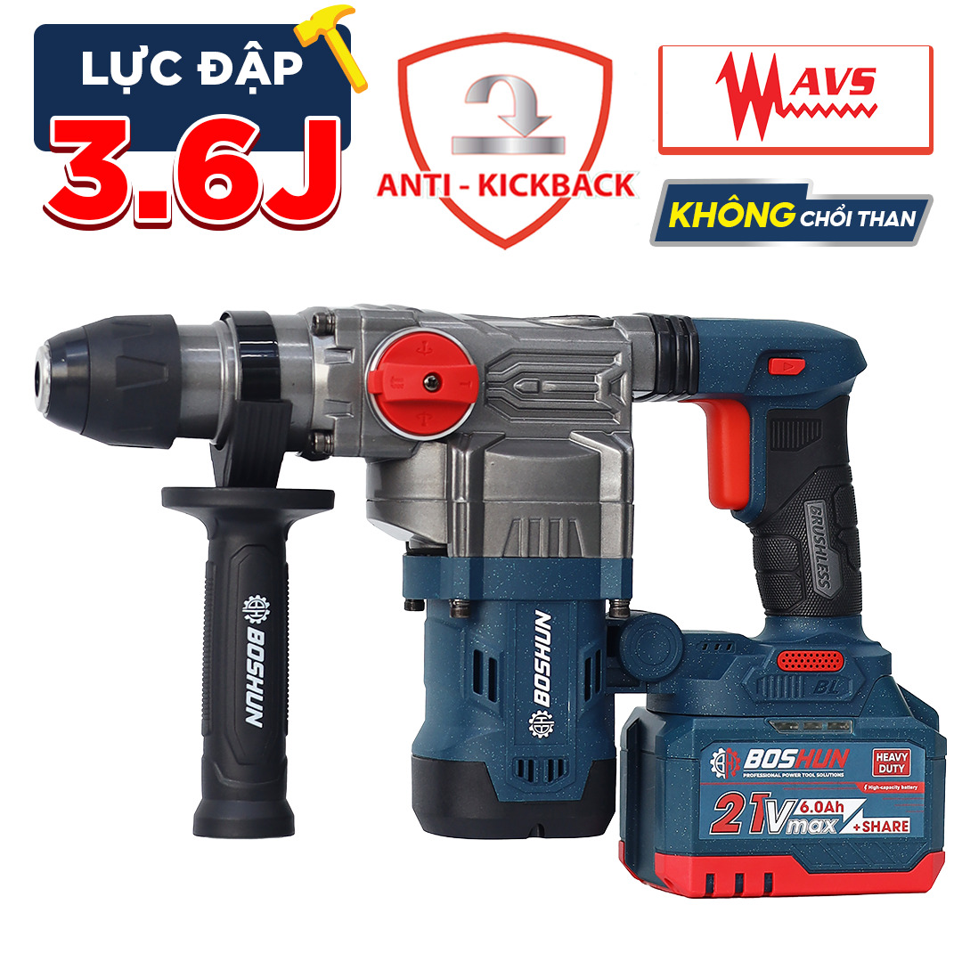 Máy khoan búa pin Boshun BS-RH2802BL - Chống rung AVS, Chống lật cổ tay - image 1