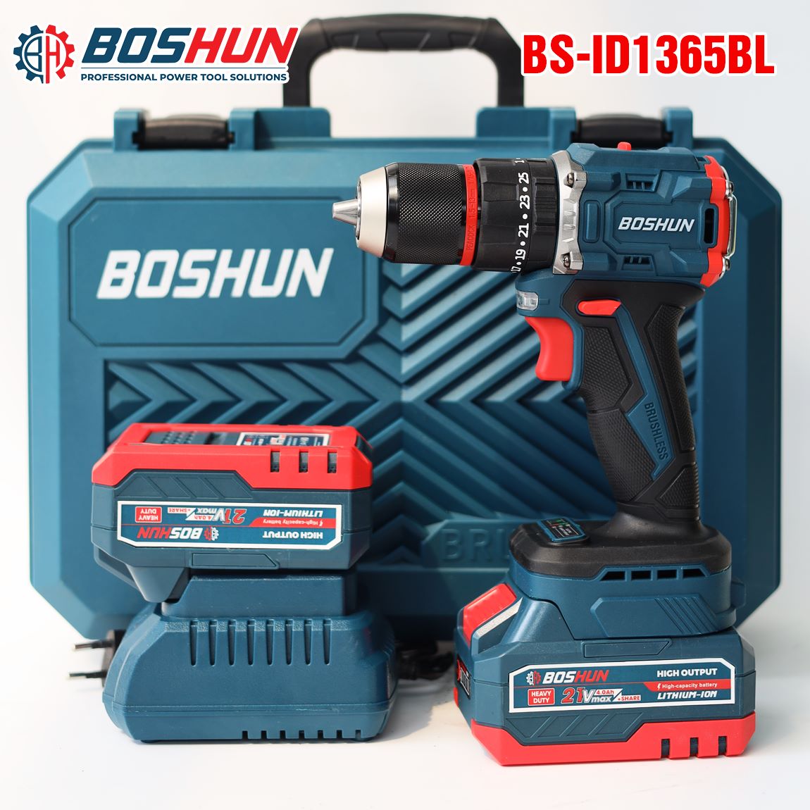 Máy khoan pin Boshun BS-ID1365BL (65N.m) - Đầu kẹp 13mm, Pin 10 Cell - image 1
