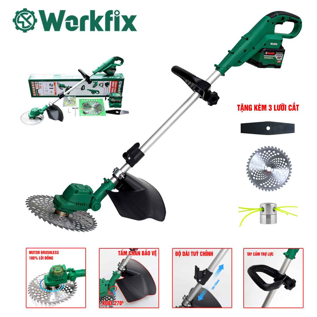 Máy cắt cỏ pin Workfix WF-GT1323BL (Lưỡi 250mm) - Thân dài 130cm