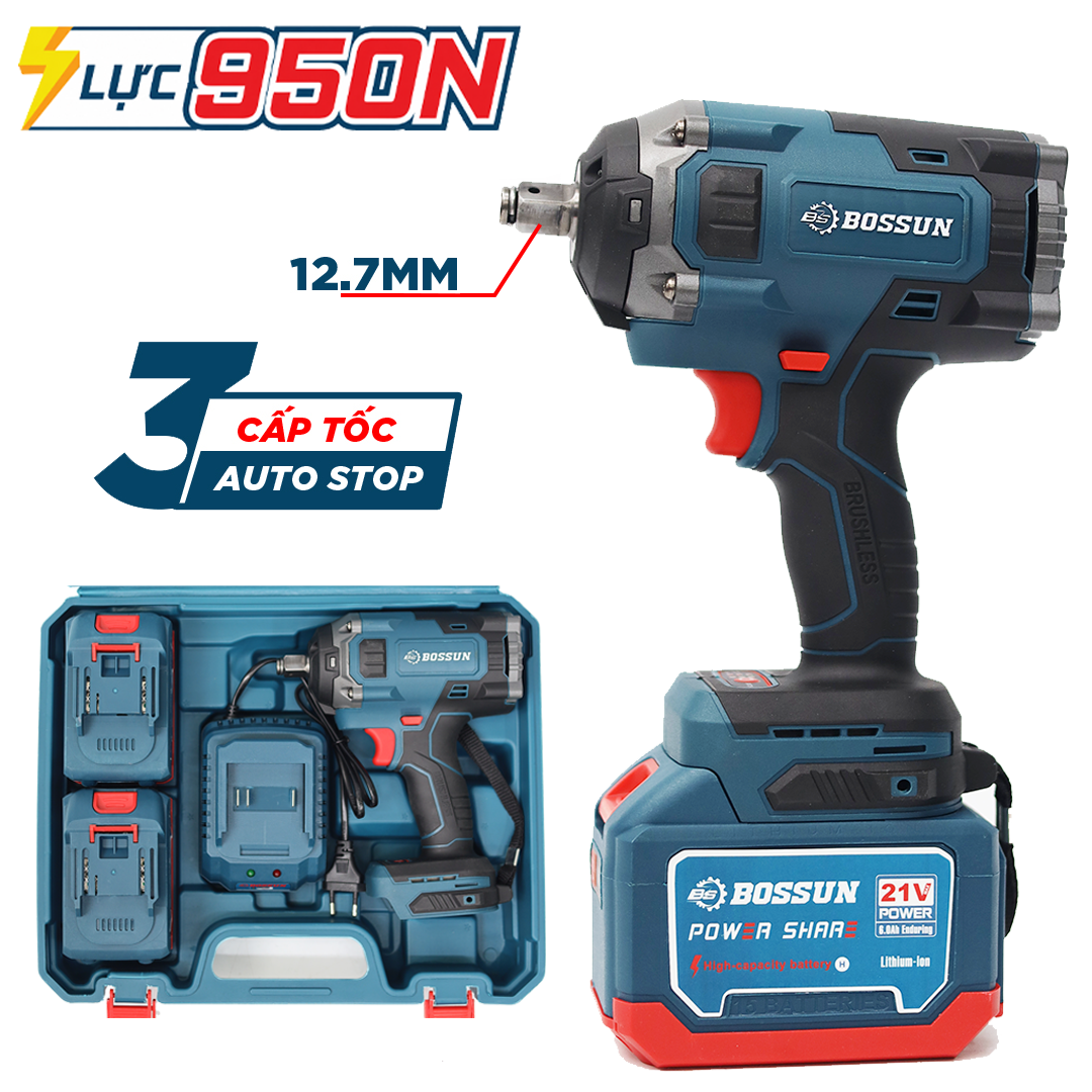 Máy Siết Bulong Bossun BS-IW950N, Lực siết 950N.m, Đầu 1/2 Inch Mở Ốc 36mm